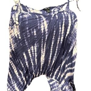 Millennium Blue Tie Dye Sharkbite Camisole Top Plus Size 3X Tie Shoulder Rayon